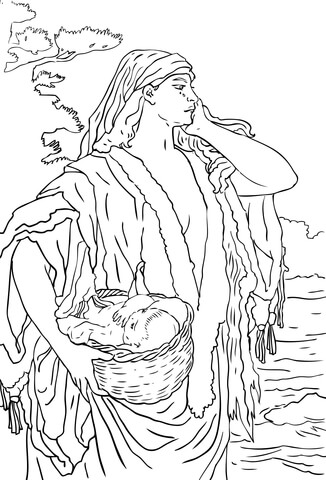 Baby Moses and Jochebed  Coloring page