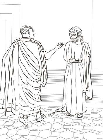 Jesus and Pilate Coloring page