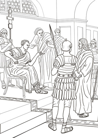 Jesus Before Pilate Coloring page