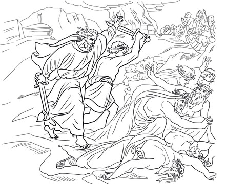 Elijah Defeats the Prophets of Baal Coloring page