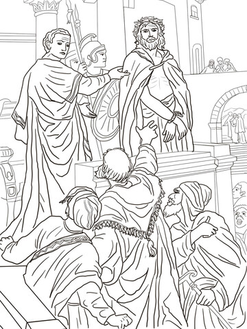 Pontius Pilate Asks the Crowd Coloring page