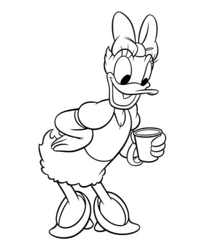 A Cup Of Coffee In Duck's Hands  Coloring page