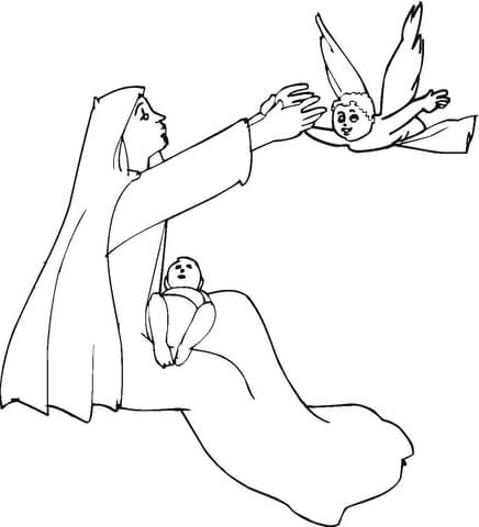 Angel Visits Mary  Coloring page