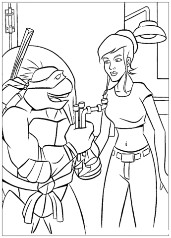 April With Donatello  Coloring page