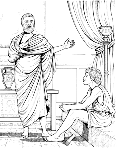 Aristotle Teaching  Coloring page