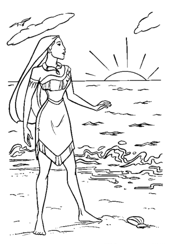 Pocahontas At The Beach  Coloring page