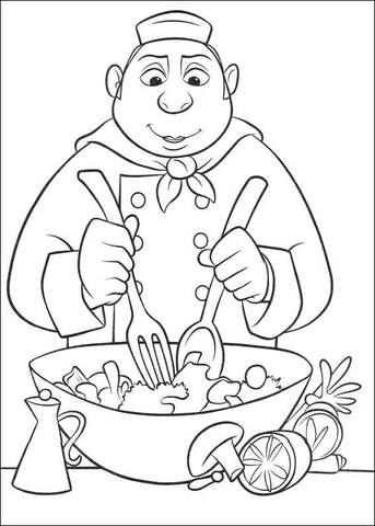 Auguste Gusteau Is Making Tasty Salad  Coloring page