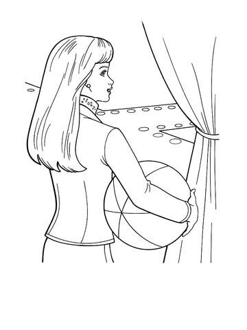 Barbie With Ball  Coloring page