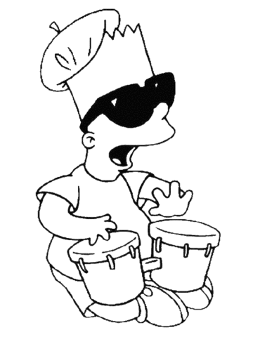 Bart Is Playing On Drums  Coloring page