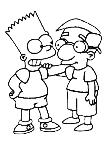 Bart With His Friend Milhouse Van Houten Coloring page