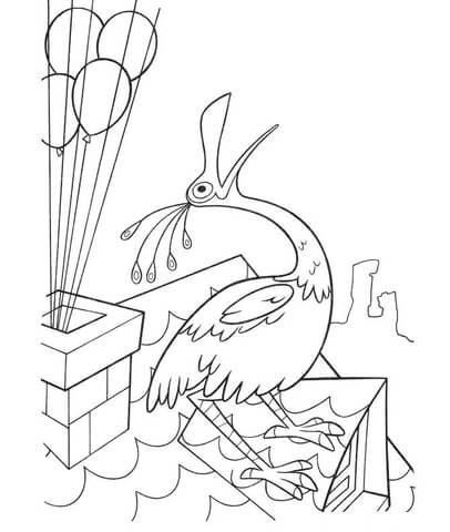 Bird Is Singing On The Roof  Coloring page