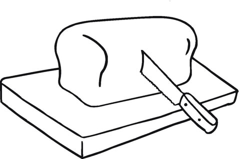 Bread On Cutting Board  Coloring page