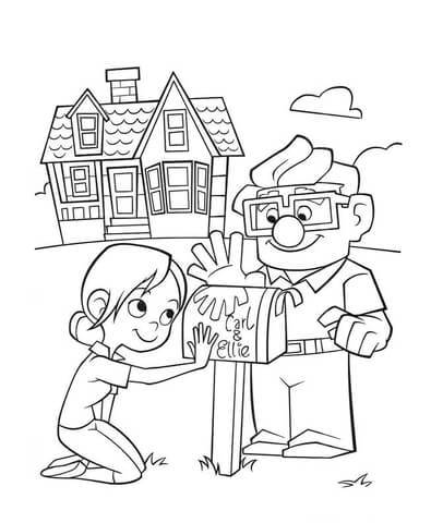 Carl And Ellie Mailbox  Coloring page