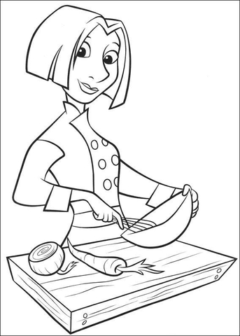 Colette Makes a salad Coloring page