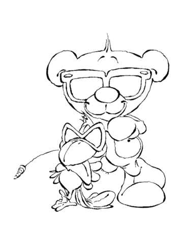 Pimboli is cool with glasses  Coloring page