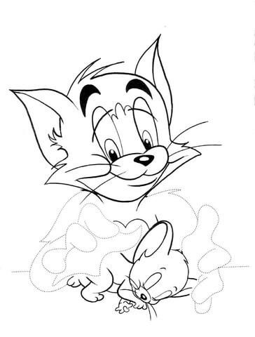 Tom And Sleeping Jerry  Coloring page