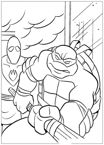 Ninja turtle fight Coloring page