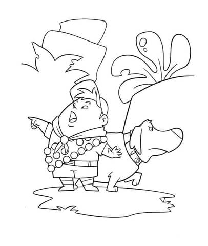 Dug dog And Russell  Coloring page