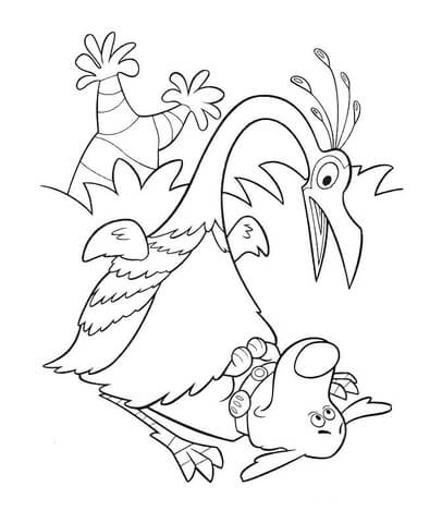 Dug and a giant bird  Coloring page