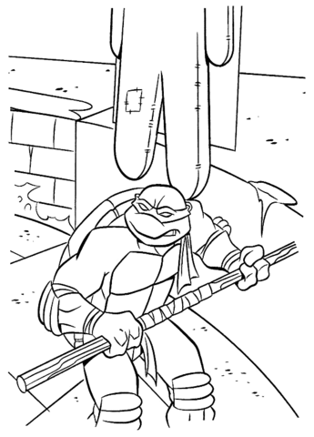 Donatello Is Waiting To Attack  Coloring page