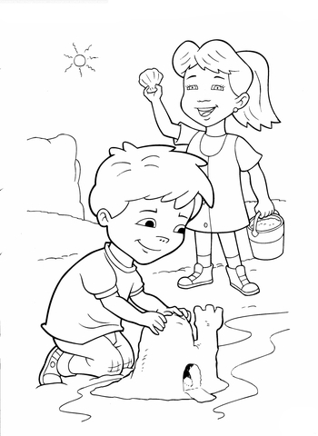 Emmy And Max Are Making Castle  Coloring page