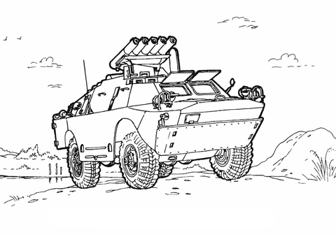 Armoured Scout Car with Anti-tank Missiles Coloring page