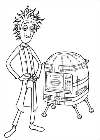 Flint With His Invention  Coloring page