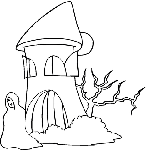 Ghost Near House Coloring page