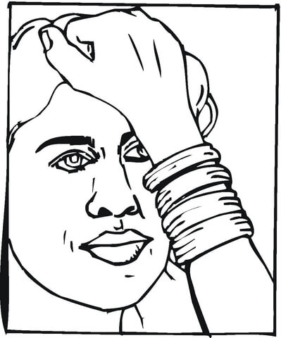 A woman with a bracelet  Coloring page