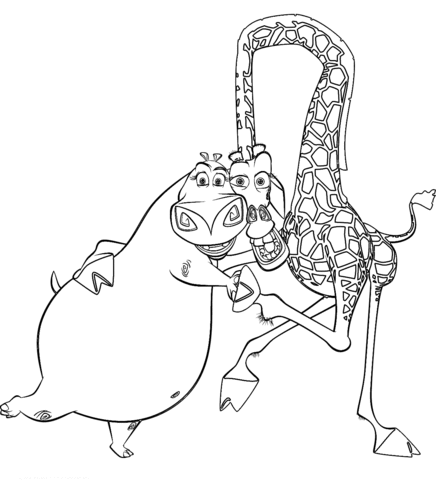 Gloria And Melman  Coloring page