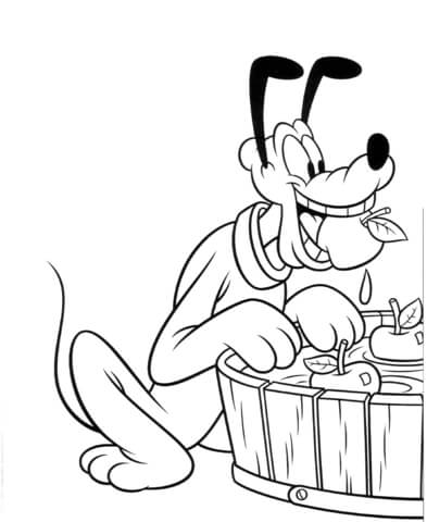 Pluto Is Eating Apples  Coloring page