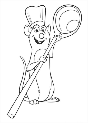 Chef Remy With Huge Spoon  Coloring page