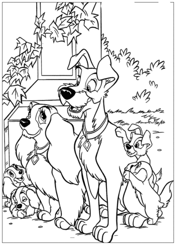 Happy Family of the Tramp Coloring page