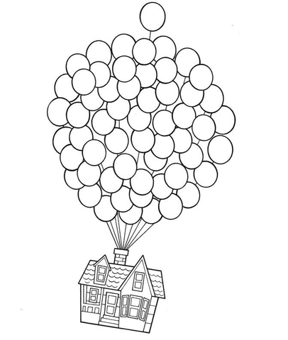 House On Balloons  Coloring page