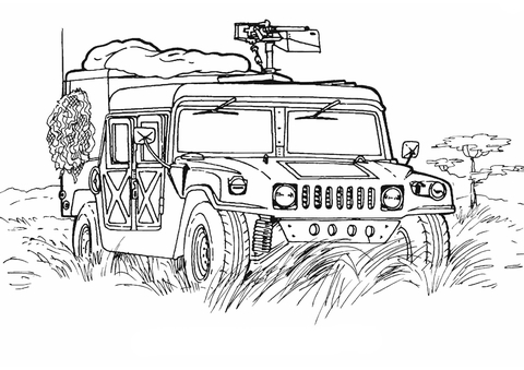 Army Hummer  Coloring page