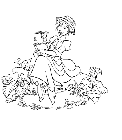 Jane Writes a Notebook  Coloring page