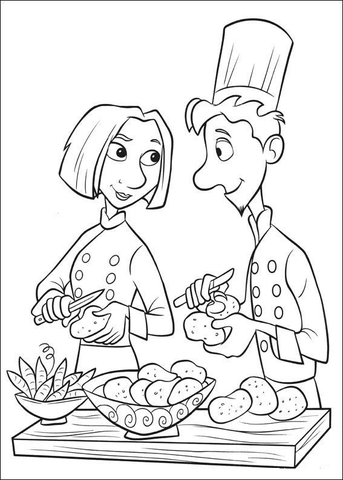 Linguini And Colette Are Making Tasty Fries  Coloring page