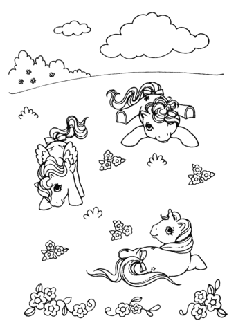 Little Ponies In The Field  Coloring page