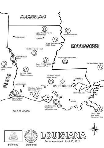 Louisiana Map  Coloring page