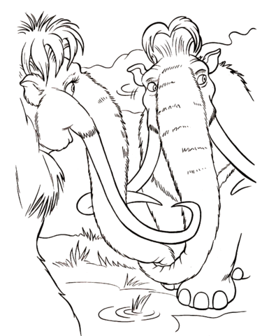 Lovely Couple of mammoths Coloring page