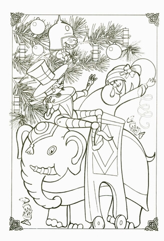 Christmas Tree and toys Coloring page