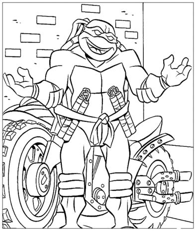 Michelangelo Got Nice Bike  Coloring page