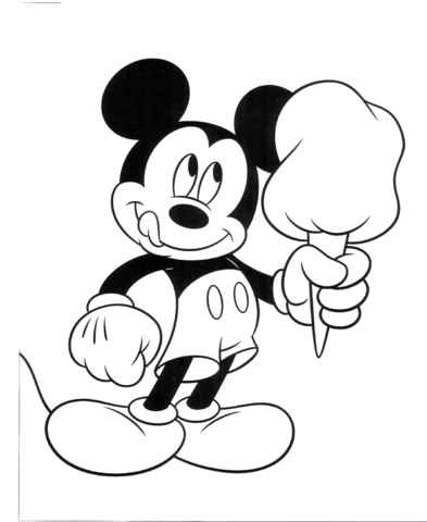 Mickey With Huge Ice Cream  Coloring page