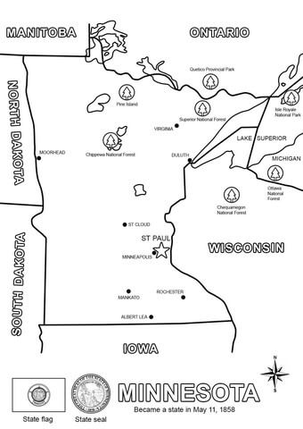 Minnesota Map  Coloring page