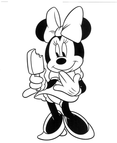 Minnie With Ice Cream  Coloring page