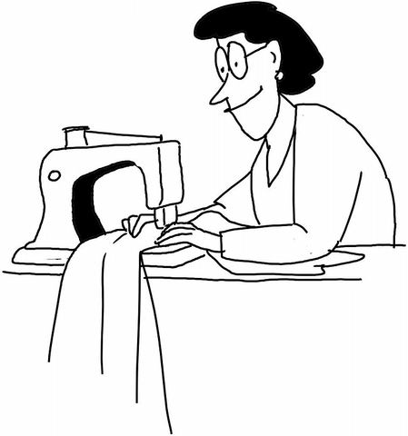 Mom sews a dress Coloring page