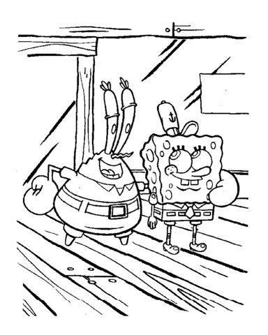 Mr Krabs and Sponge  Coloring page