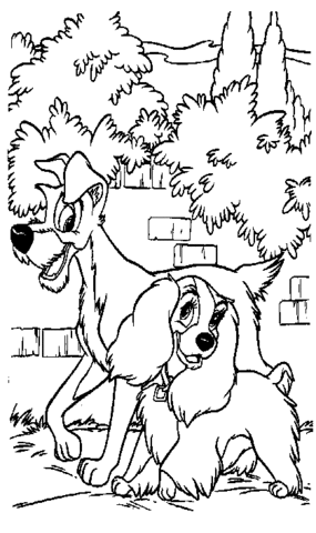 The Tramp and Lady Coloring page