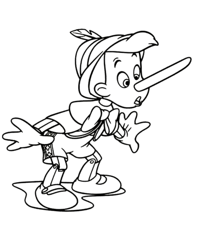 Pinocchio's Nose Grows Coloring page