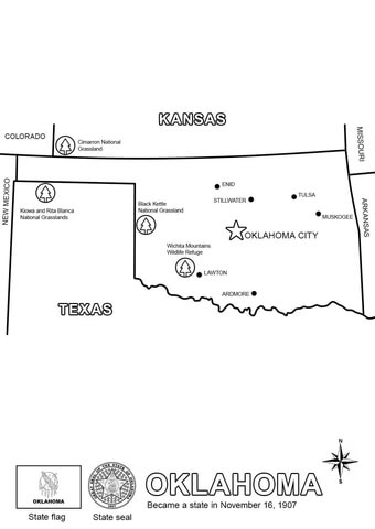 Oklahoma Map  Coloring page